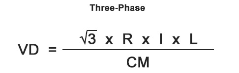 3 phase voltage drop formula